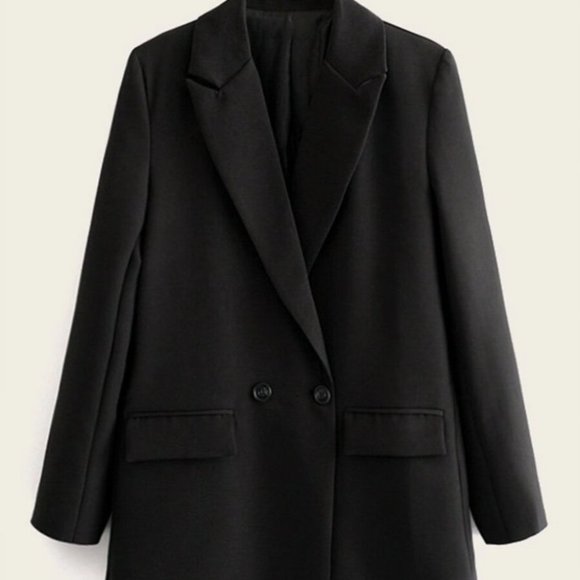 Double Breasted Lapel Neck Blazer black - Picture 13 of 16